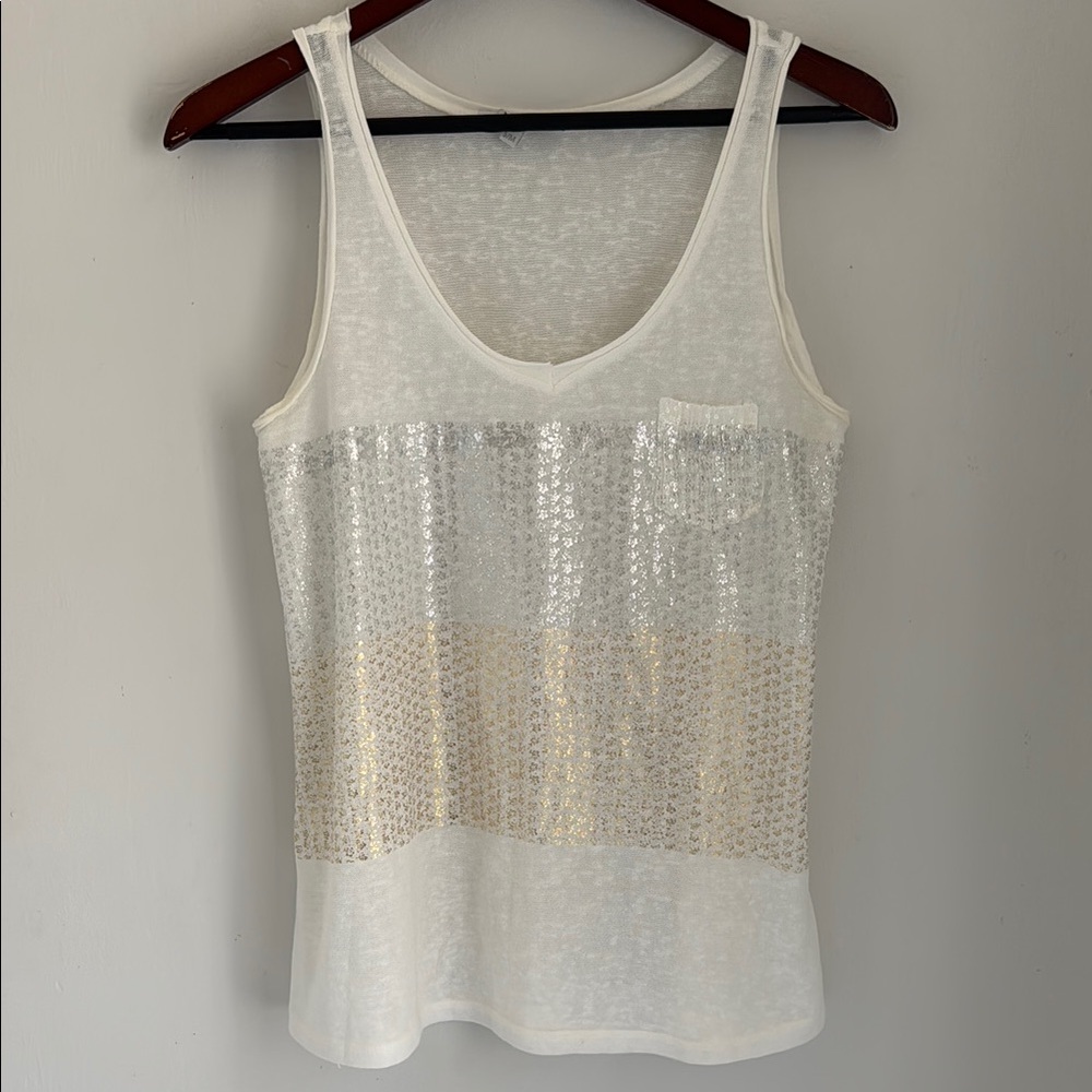 Tempo Paris White and Silver Tank Top - Picture 2 of 9
